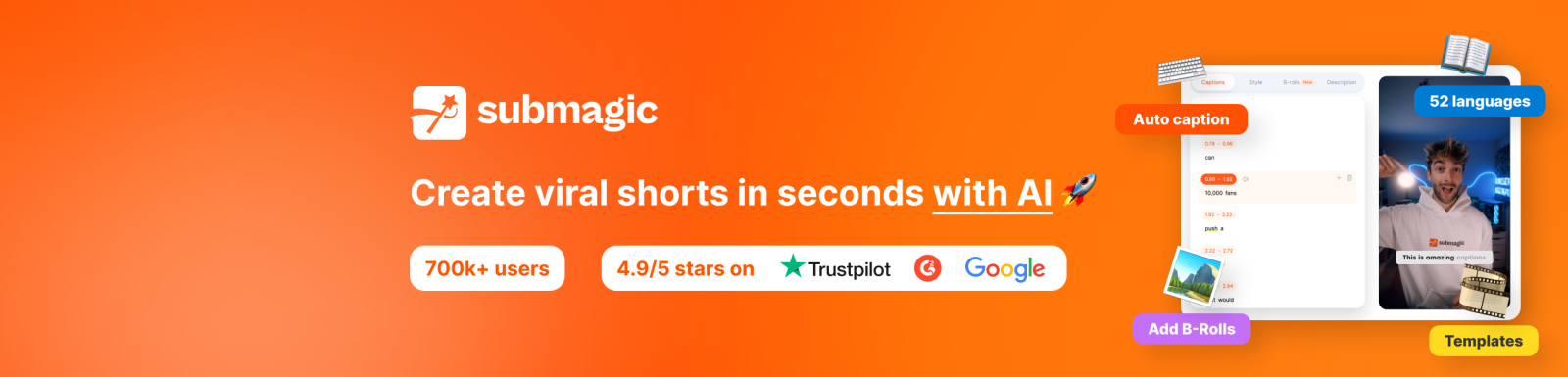 Create Viral Short-Form Videos Faster with Submagic  – The Ultimate AI Tool for TikTok, Reels & Shorts